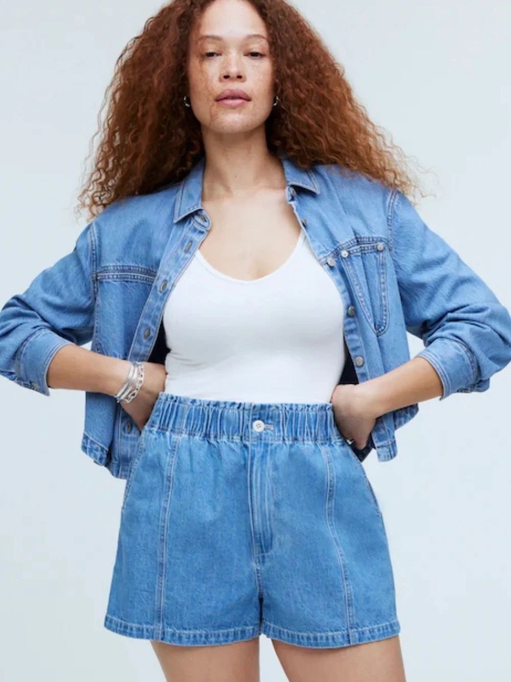 Madewell Denim Pull-On Paperbag Shorts in Bunten Wash